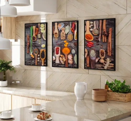 Kit 3 Quadros Decorativos Cozinha Tempero Cheff Restaurante