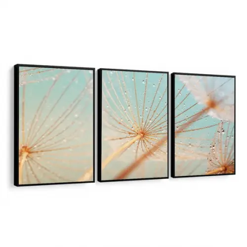 Kit 3 Quadros Decorativos Dente De Leão Para Sala Moldura