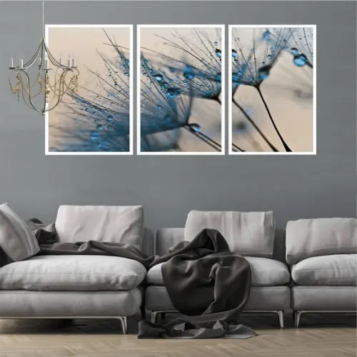 Kit 3 Quadros Decorativos Dente De Leão Para Sala Moldura