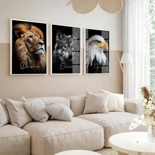 Kit 3 Quadros Decorativos Disciplina Execução Foco com Vidro