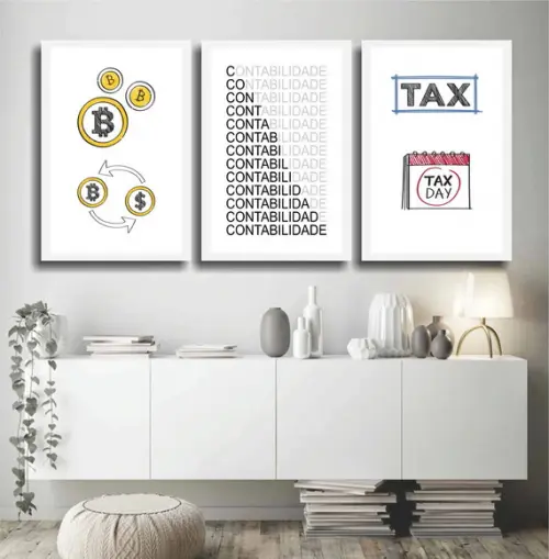Kit 3 Quadros Decorativos Escritório e Contabilidade Moldura