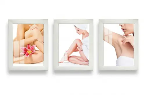 Kit 3 Quadros Decorativos Estética Depilação Moldura e Vidro
