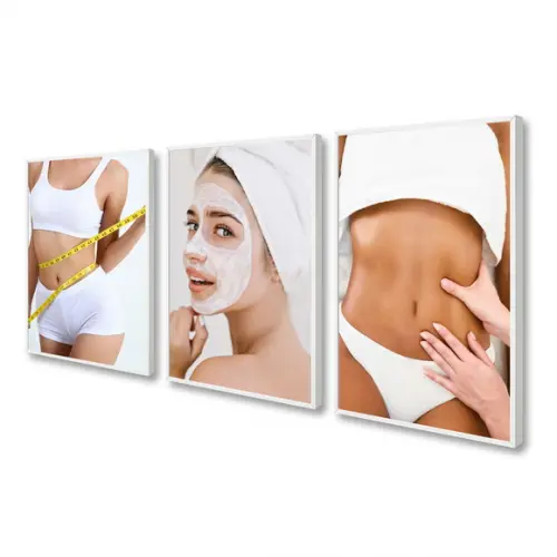Kit 3 Quadros Decorativos Estética Facial Salão Com Moldura