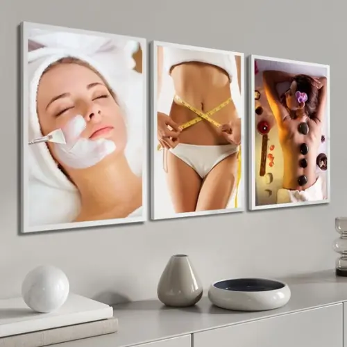 Kit 3 Quadros Decorativos Estética Salão De Beleza Molduras