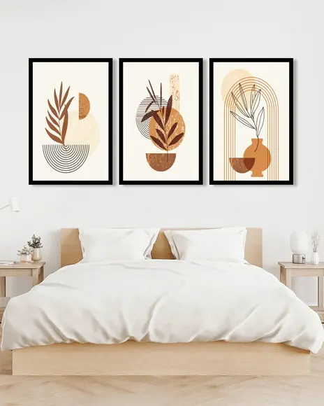 Kit 3 Quadros Decorativos Flores Moderno Para Sala Moldura