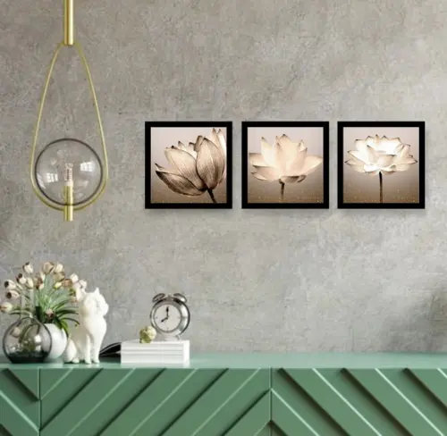 Kit 3 Quadros Decorativos Flores Para Sala Quarto Corredor
