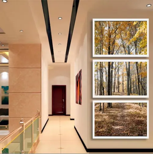 Kit 3 Quadros Decorativos Floresta Vertical Botânico Moldura