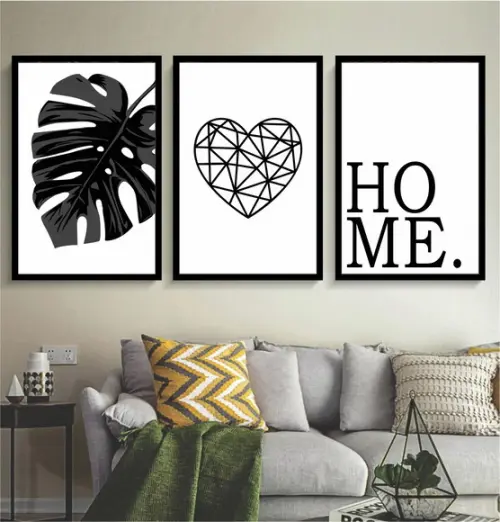 Kit 3 Quadros Decorativos Folhagem Frases Quarto Sala Hall