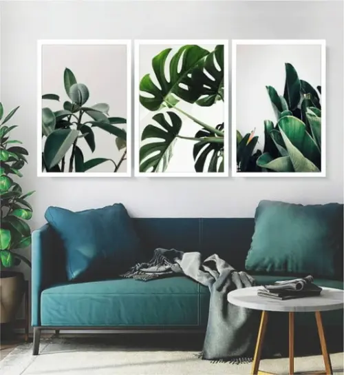 Kit 3 Quadros Decorativos Folhagem Natureza Botânico Moldura