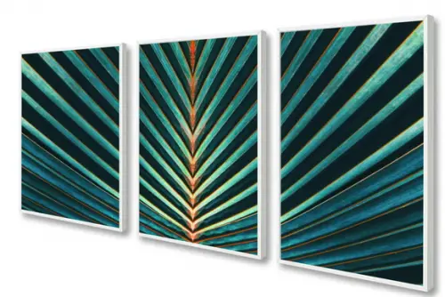 Kit 3 Quadros Decorativos Folhagem Para Sala Moderno Moldura