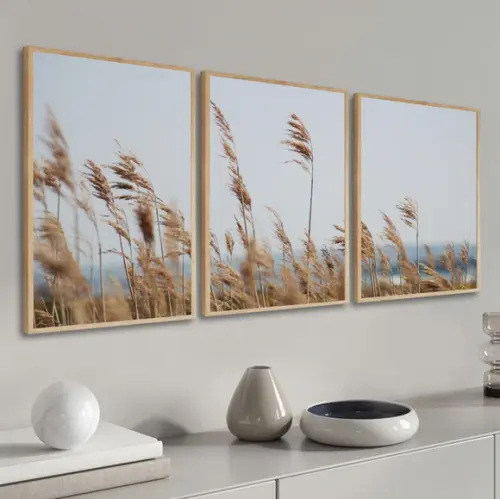 Kit 3 Quadros Decorativos Folhagem Para Sala Quarto Moldura