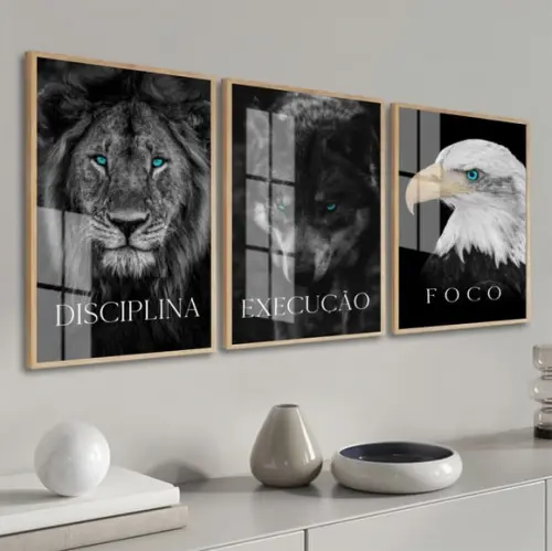 Kit 3 Quadros Decorativos Frase Motivacional Moldura E Vidro
