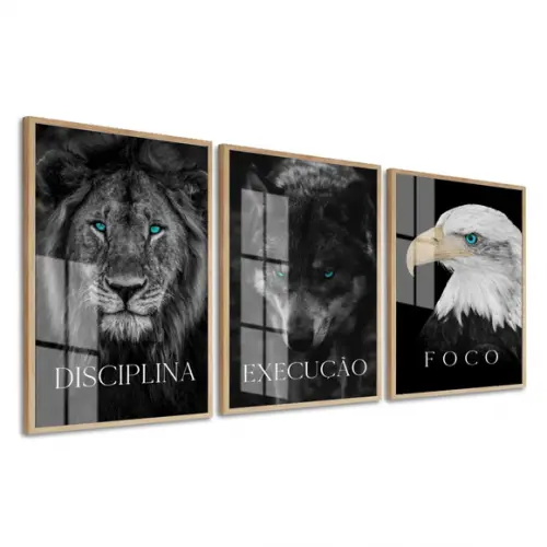 Kit 3 Quadros Decorativos Frase Motivacional Moldura E Vidro
