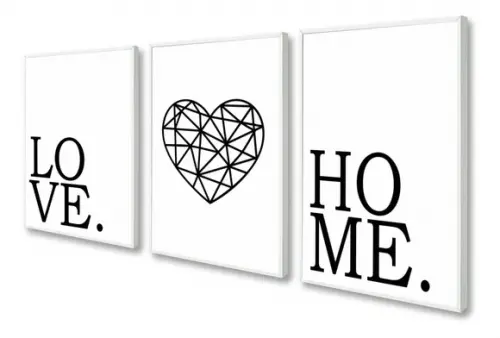 Kit 3 Quadros Decorativos Frase Quarto De Casal Love Moldura
