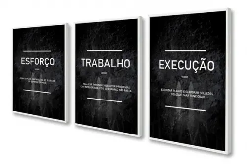 Kit 3 Quadros Decorativos Frases Motivacionais Com Moldura