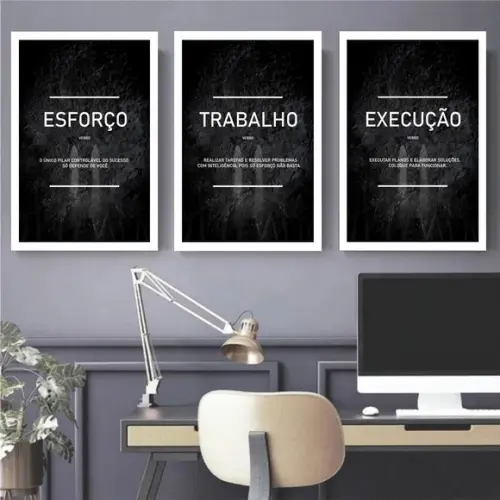 Kit 3 Quadros Decorativos Frases Motivacionais Com Moldura