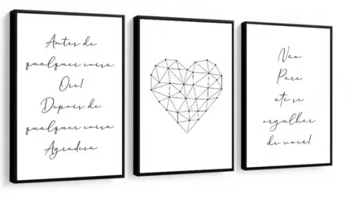 Kit 3 Quadros Decorativos Frases Para Quarto De Casal Sala