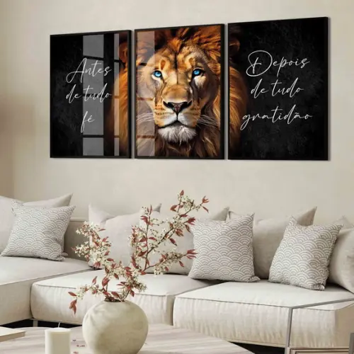 Kit 3 Quadros Decorativos Jesus Cristo Frase Religioso Vidro