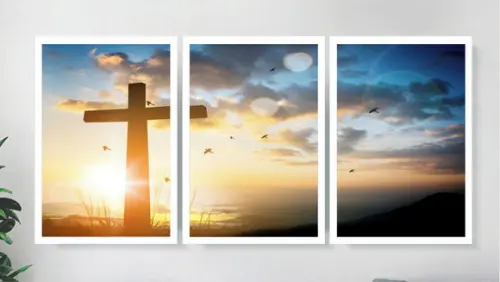 Kit 3 Quadros Decorativos Jesus Para Sala De Estar Molduras