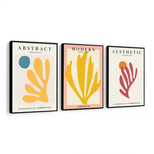 Kit 3 Quadros Decorativos Matisse Moderno Para Sala Moldura