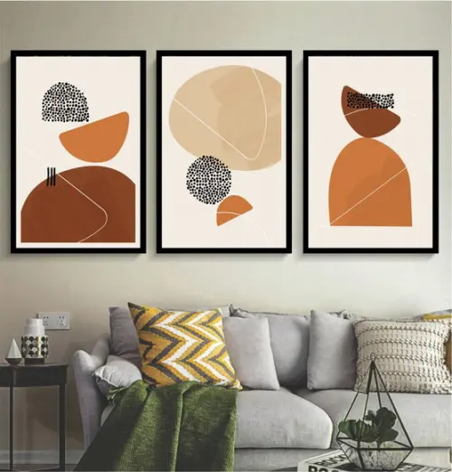Kit 3 Quadros Decorativos Moderno Para Quarto Sala Moldura