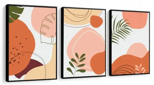 Kit 3 Quadros Decorativos Moderno Para Quarto Sala Moldura
