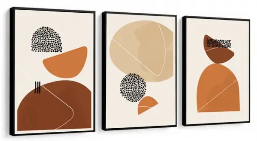 Kit 3 Quadros Decorativos Moderno Para Quarto Sala Moldura