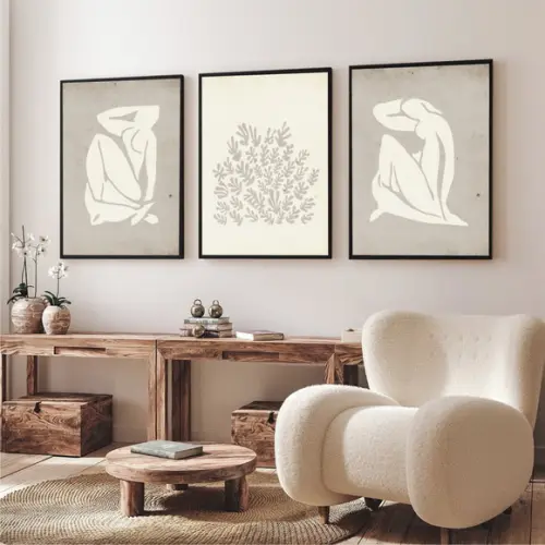 Kit 3 Quadros Decorativos Moderno Para Sala Quarto Moldura