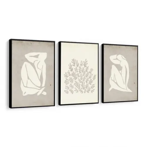 Kit 3 Quadros Decorativos Moderno Para Sala Quarto Moldura