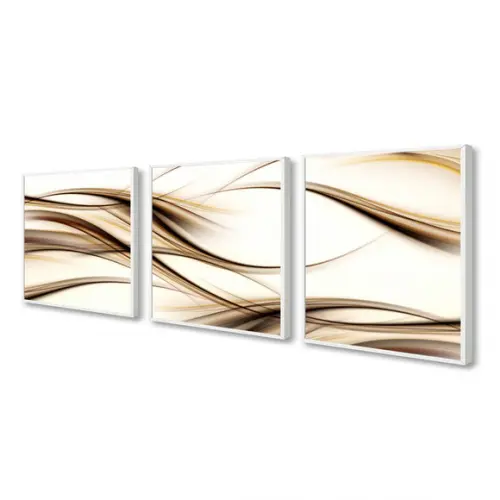 Kit 3 Quadros Decorativos Modernos Abstrato Conjunto Moldura