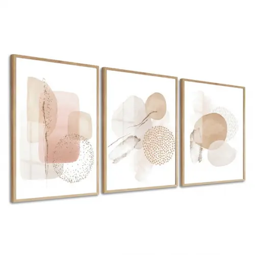 Kit 3 Quadros Decorativos Modernos Abstratos Moldura E Vidro
