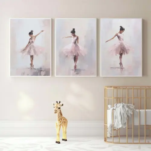 Kit 3 Quadros Decorativos Modernos Bailarina Ballet Moldura