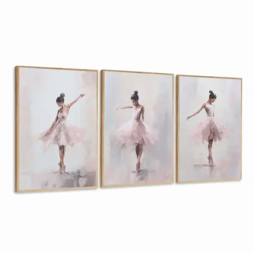 Kit 3 Quadros Decorativos Modernos Bailarina Ballet Moldura