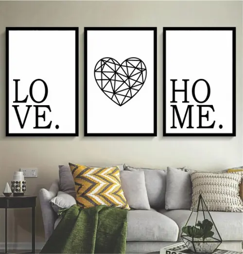Kit 3 Quadros Decorativos Modernos Para Sala Frases Moldura