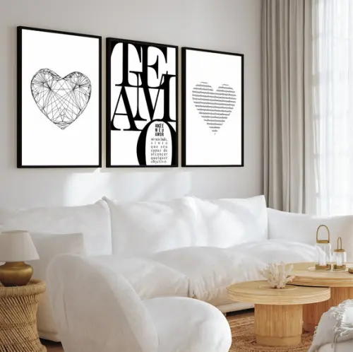 Kit 3 Quadros Decorativos Modernos Quarto Casal Frases Vidro