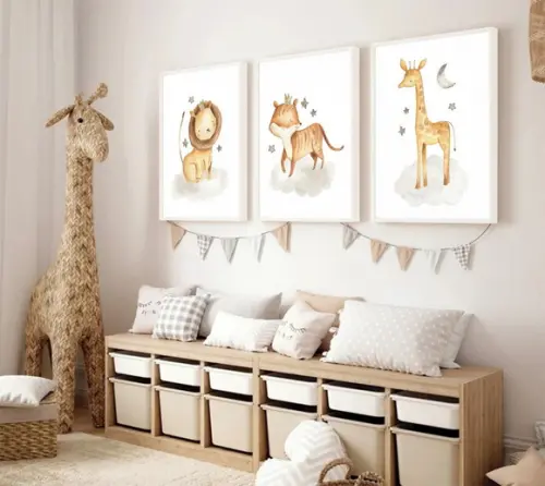 Kit 3 Quadros Decorativos Modernos Quarto Infantil Moldura