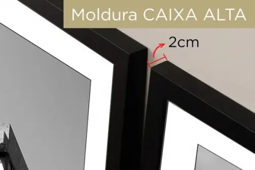 Kit 3 Quadros Decorativos Nova York Preto e Branco Moldura