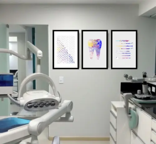 Kit 3 Quadros Decorativos Odontologia Conjuntos Consultório