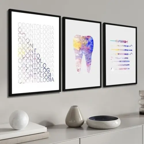 Kit 3 Quadros Decorativos Odontologia Conjuntos Consultório