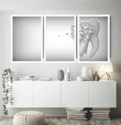 Kit 3 Quadros Decorativos Odontologia Consultório Dentistas