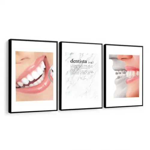 Kit 3 Quadros Decorativos Odontologia Dentista Profissão