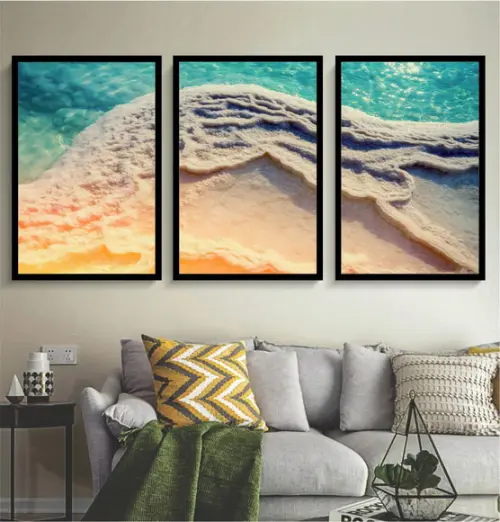 Kit 3 Quadros Decorativos Paisagem Mar Para Quarto Sala Hall