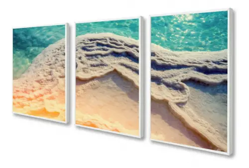 Kit 3 Quadros Decorativos Paisagem Mar Para Sala Com Moldura