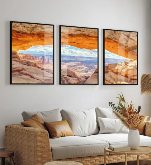Kit 3 Quadros Decorativos Paisagem Montanha Moldura e Vidro