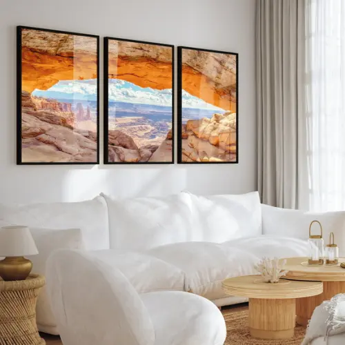 Kit 3 Quadros Decorativos Paisagem Montanha Moldura e Vidro