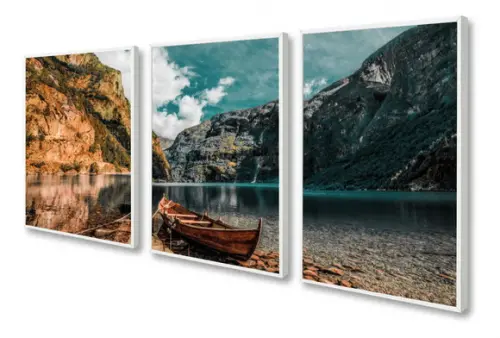 Kit 3 Quadros Decorativos Paisagem para Quarto Sala Moldura