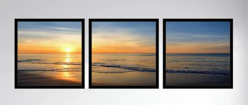 Kit 3 Quadros Decorativos Paisagem Pôr Do Sol Praia Moldura