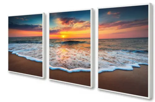 Kit 3 Quadros Decorativos Paisagem Por Do Sol Sala Moldura