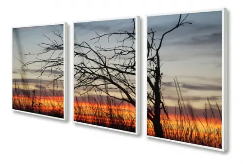 Kit 3 Quadros Decorativos Paisagem Pôr Do Sol Sala Moldura