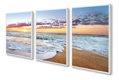Kit 3 Quadros Decorativos Paisagem Praia Para Sala e Quarto